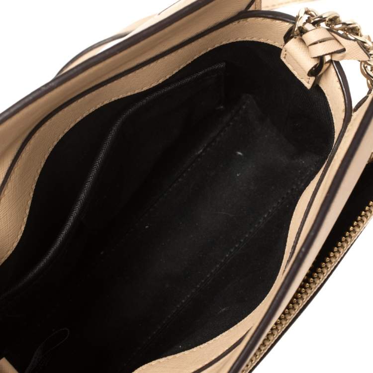 Pre Owned Dkny Beige Leather Bryant Park Pocket Crossbody Bag  