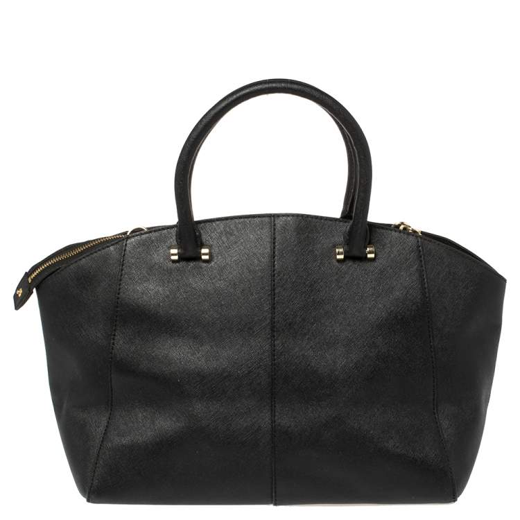 Pre Owned Dkny Black Leather Zip Dome Satchel 