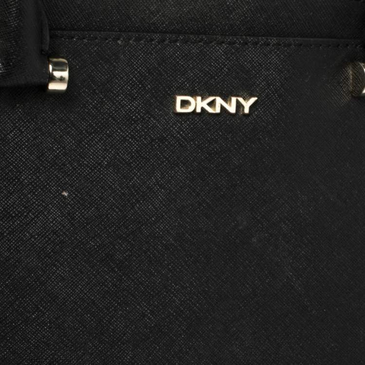Pre Owned Dkny Black Leather Zip Dome Satchel 