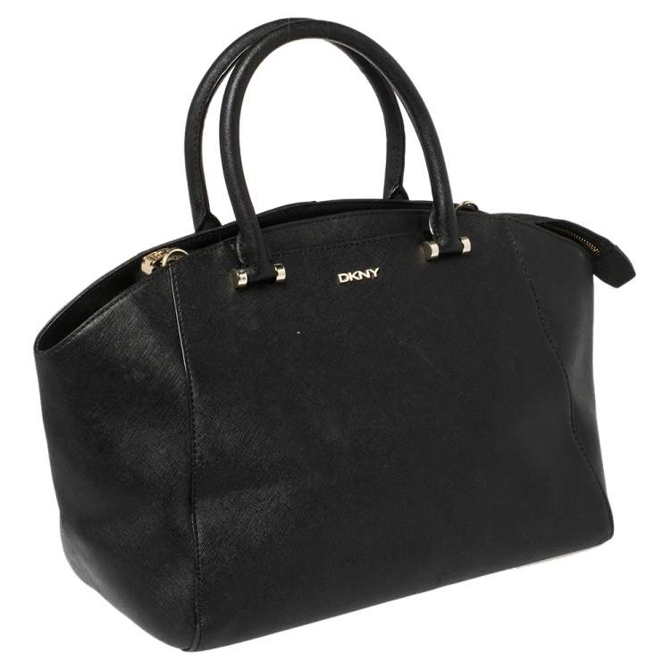 Pre Owned Dkny Black Leather Zip Dome Satchel 
