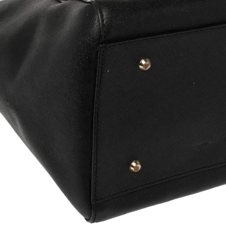 Pre Owned Dkny Black Leather Zip Dome Satchel 