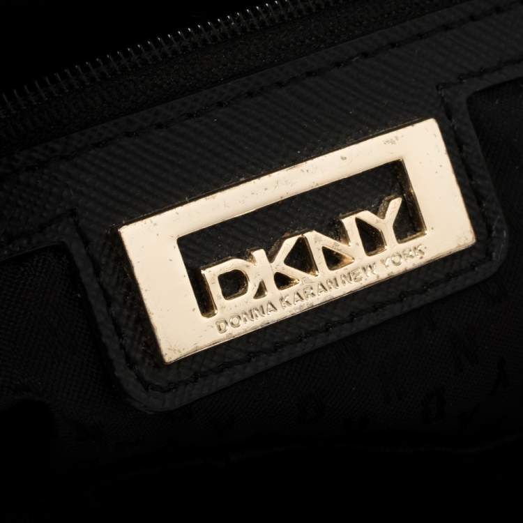 Pre Owned Dkny Black Leather Zip Dome Satchel 