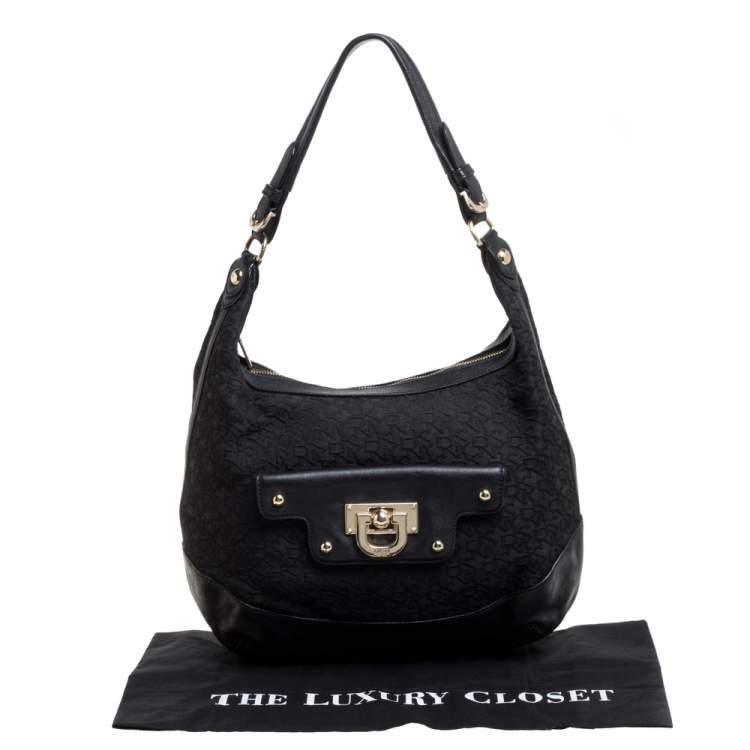 Pre Owned Dkny Black Signature Canvas and Leather Hobo