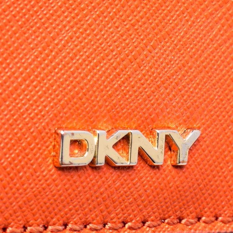 Pre Owned DKNY  Orange Leather Bryant  Park  Crossbody Bag