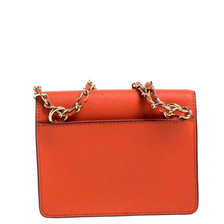 Pre Owned DKNY  Orange Leather Bryant  Park  Crossbody Bag
