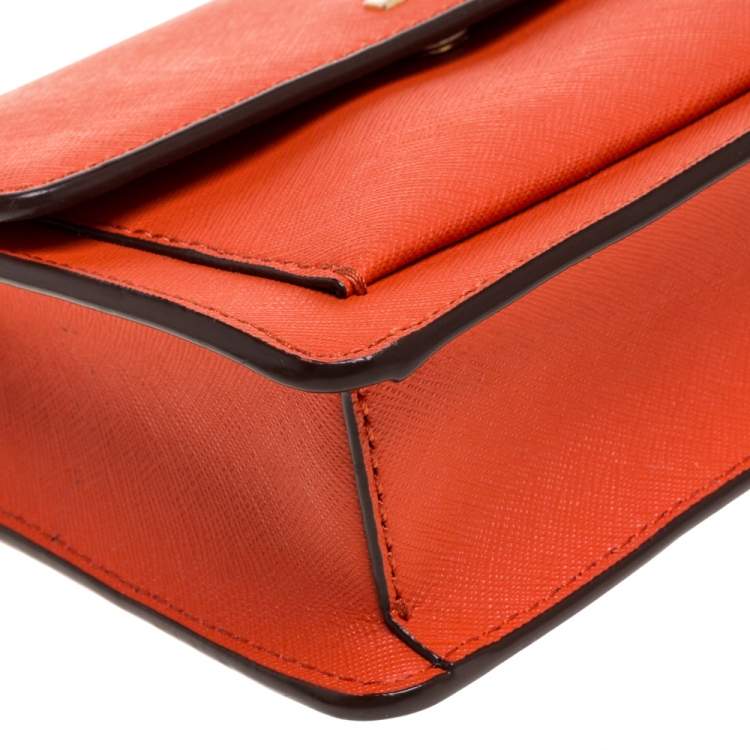 Pre Owned DKNY  Orange Leather Bryant  Park  Crossbody Bag