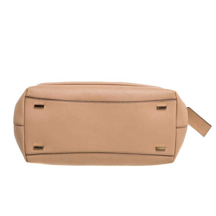 Pre Owned DKNY Beige Leather Front Pocket Tote