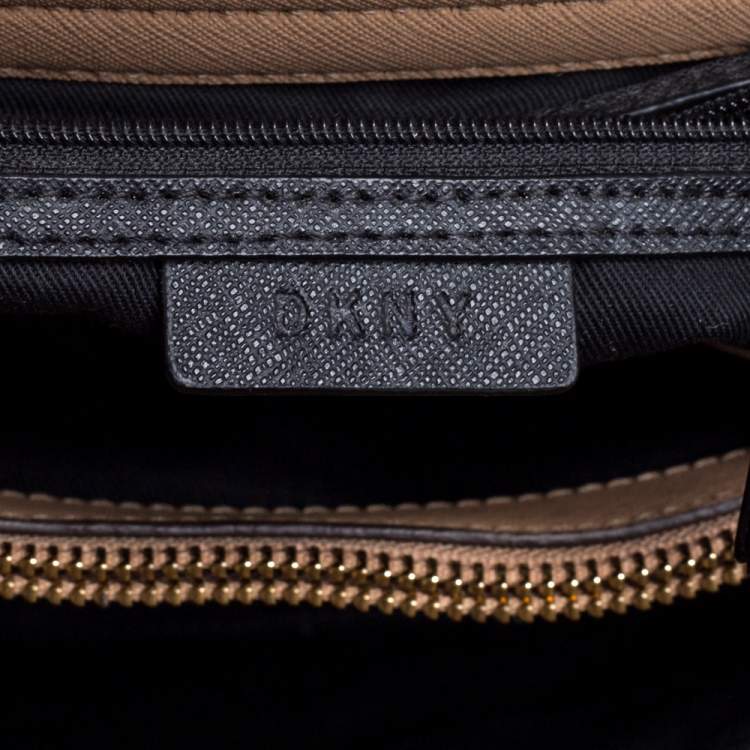 Pre Owned DKNY Beige Leather Front Pocket Tote