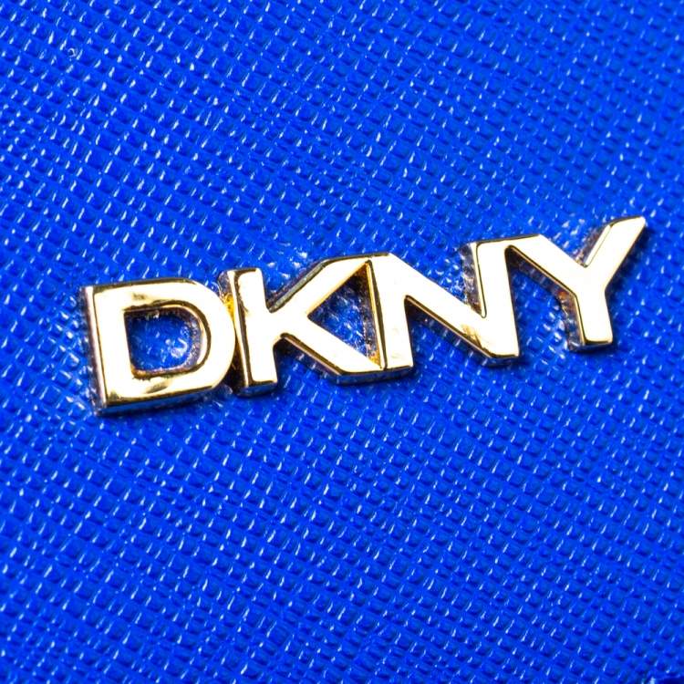 Pre Owned DKNY Blue Saffiano Leather Bryant Park Flap Crossbody Bag