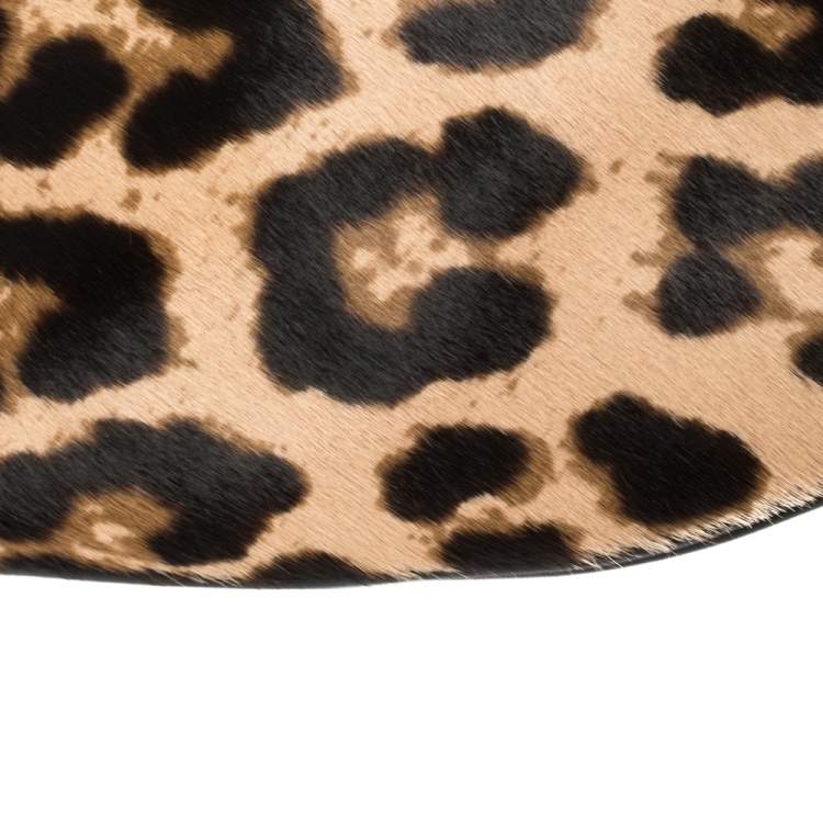 Pre Owned Dkny Black/Brown Leopard Print Leather and Calfhair Belt Bag