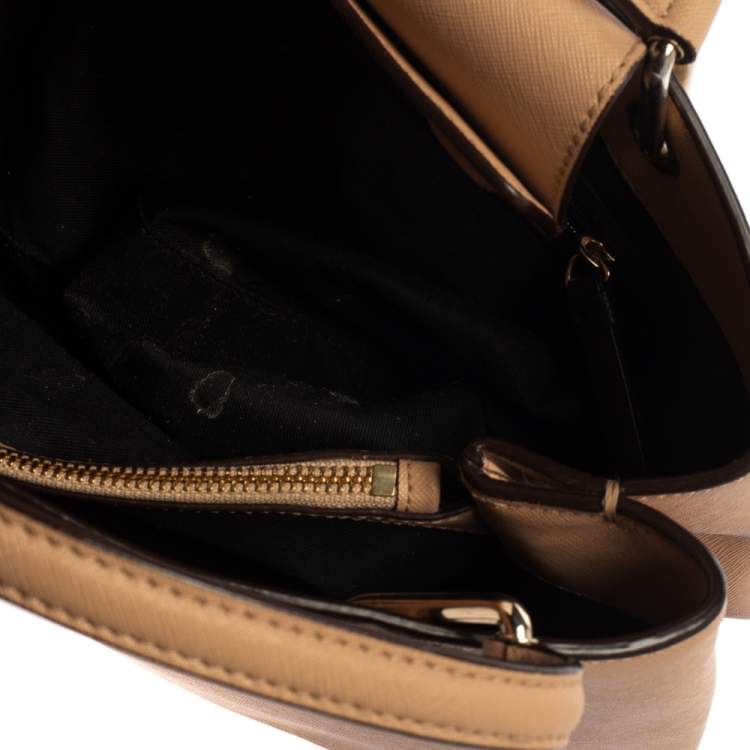 Pre Owned DKNY Beige Leather Front Pocket Tote