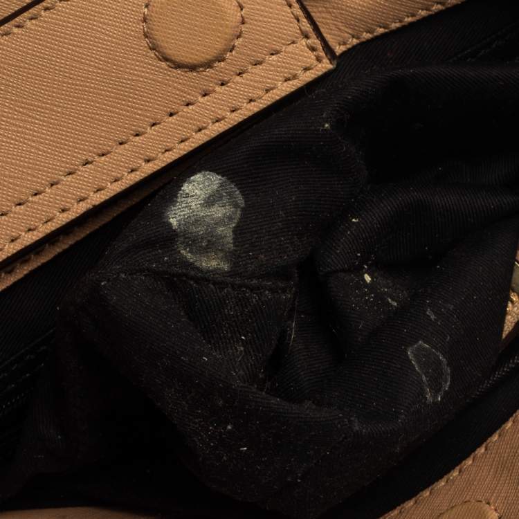 Pre Owned DKNY Beige Leather Front Pocket Tote