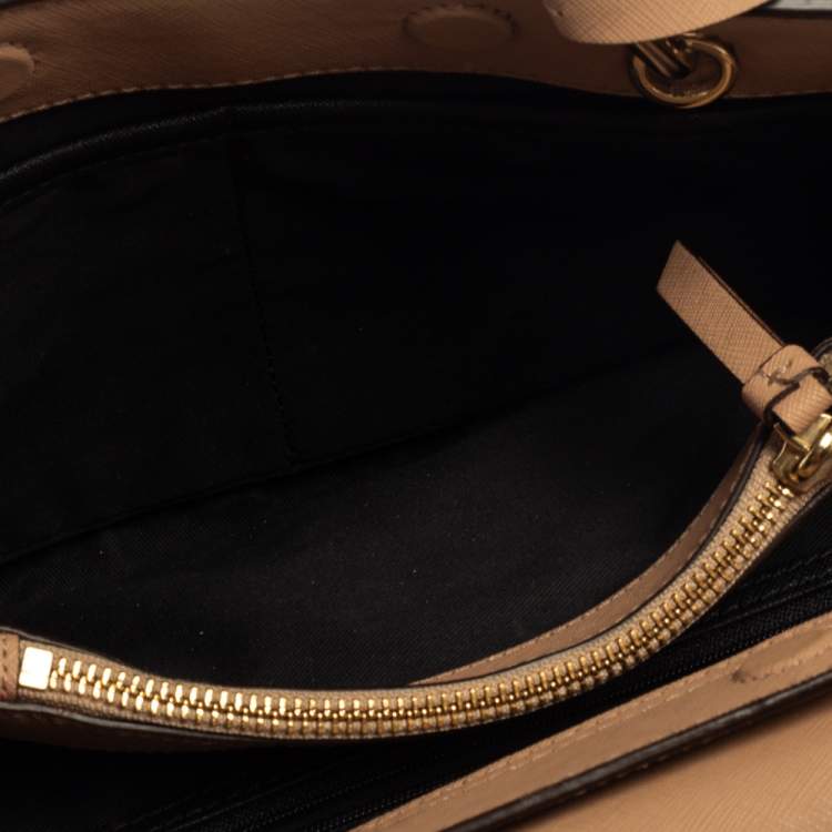 Pre Owned DKNY Beige Leather Front Pocket Tote