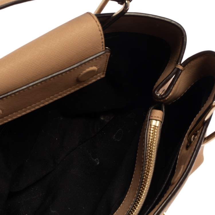 Pre Owned DKNY Beige Leather Front Pocket Tote