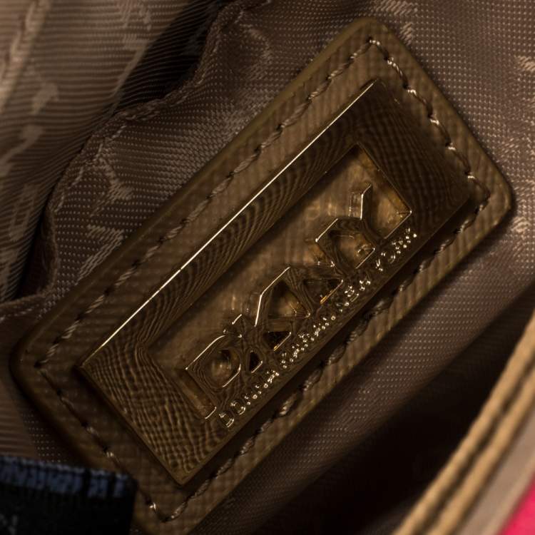 Pre Owned Dkny Orange/Pink Quilted Leather Small Crossbody Bag