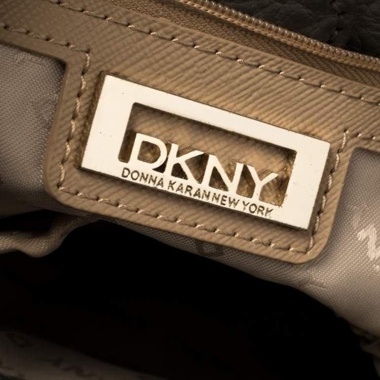 Pre Owned DKNY Dark Grey Leather Chain Handle Tote