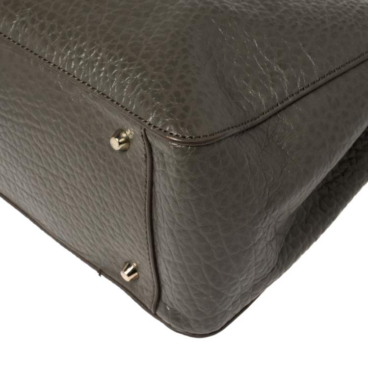 Pre Owned DKNY Dark Grey Leather Chain Handle Tote