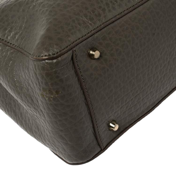 Pre Owned DKNY Dark Grey Leather Chain Handle Tote