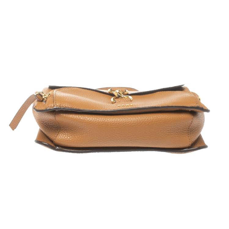 Pre Owned Dkny Brown Pebbled Leather Crossbody Bag