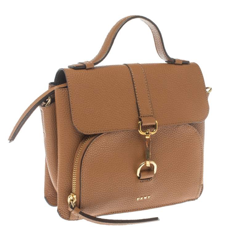 Pre Owned Dkny Brown Pebbled Leather Crossbody Bag