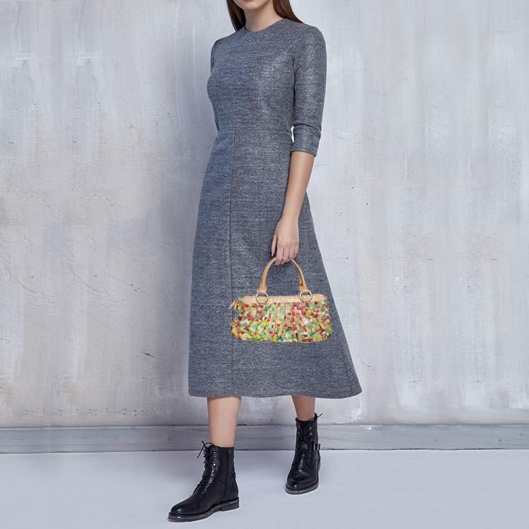 Pre Owned Dkny Multicolor Canvas Embroidered Tote