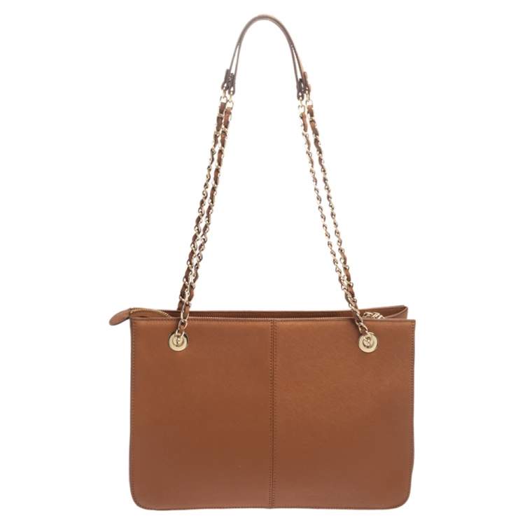 Pre Owned Dkny Tan Leather Bryant Park Chain Tote