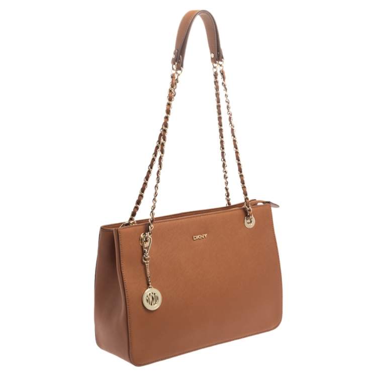 Pre Owned Dkny Tan Leather Bryant Park Chain Tote