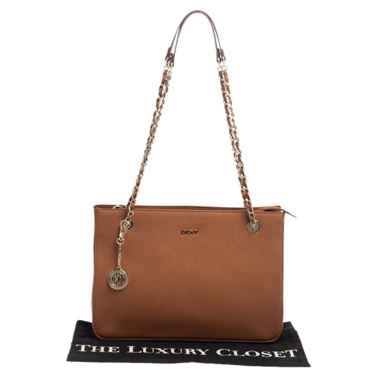 Pre Owned Dkny Tan Leather Bryant Park Chain Tote
