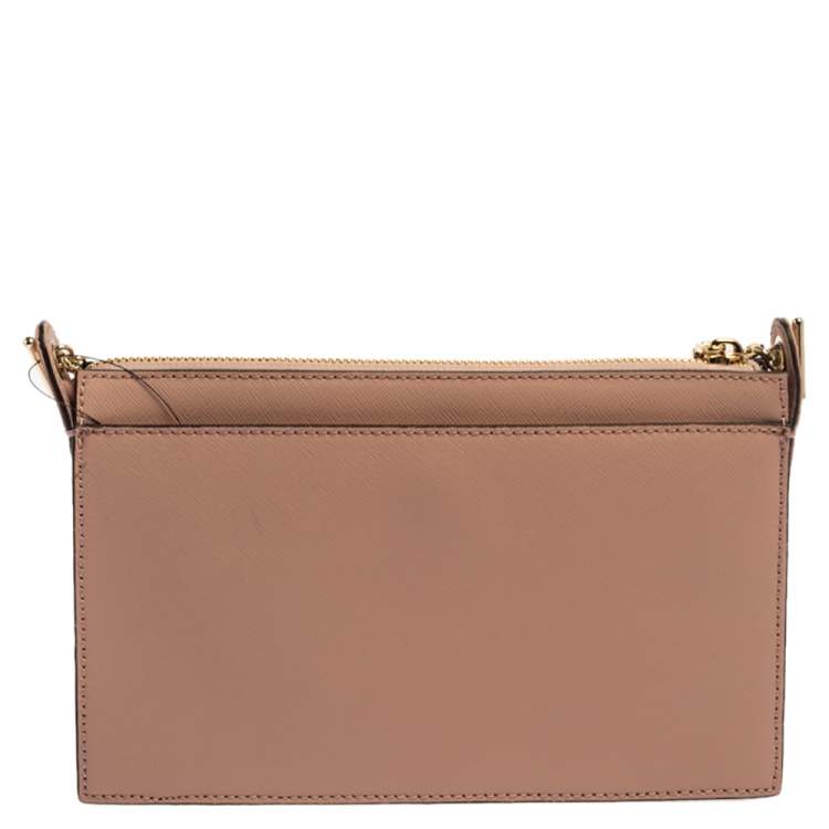 Pre Owned Dkny Pink/Brown Leather and Suede Bryant Park Saffia Crossbody Bag