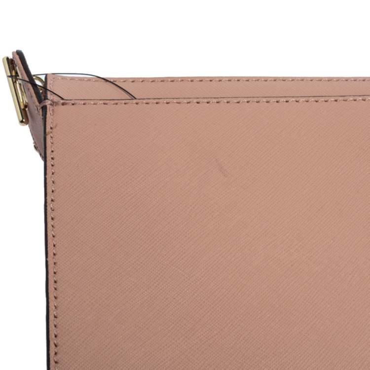 Pre Owned Dkny Pink/Brown Leather and Suede Bryant Park Saffia Crossbody Bag