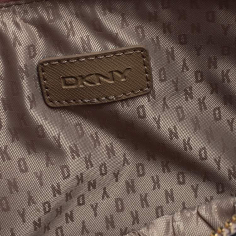 Pre Owned Dkny Pink/Brown Leather and Suede Bryant Park Saffia Crossbody Bag