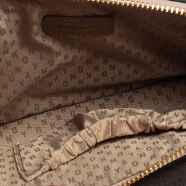 Pre Owned Dkny Pink/Brown Leather and Suede Bryant Park Saffia Crossbody Bag