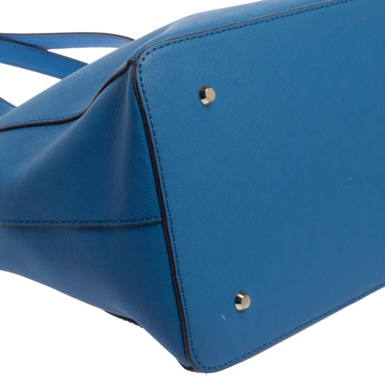 Pre Owned Dkny Blue Leather Double Zip Tote