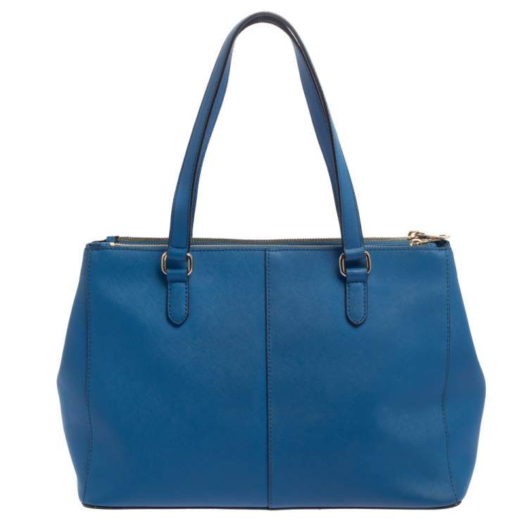 Pre Owned Dkny Blue Leather Double Zip Tote