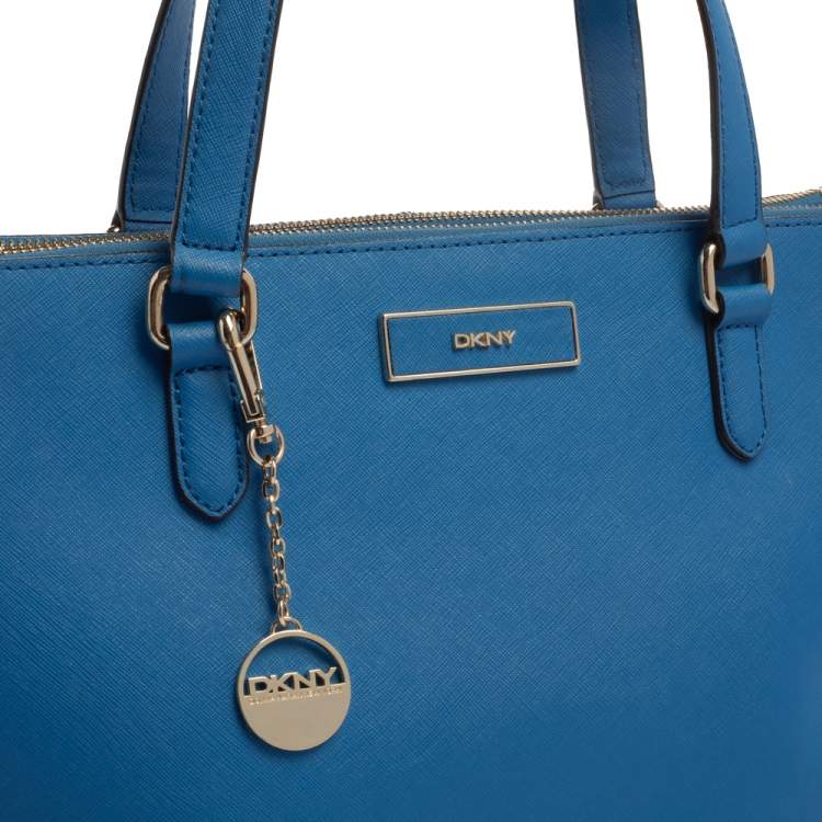 Pre Owned Dkny Blue Leather Double Zip Tote