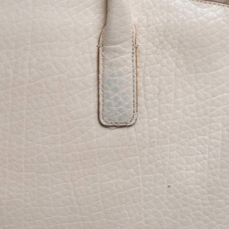 Pre Owned DKNY Off White Leather Shopper Tote