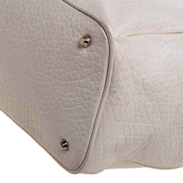 Pre Owned DKNY Off White Leather Shopper Tote