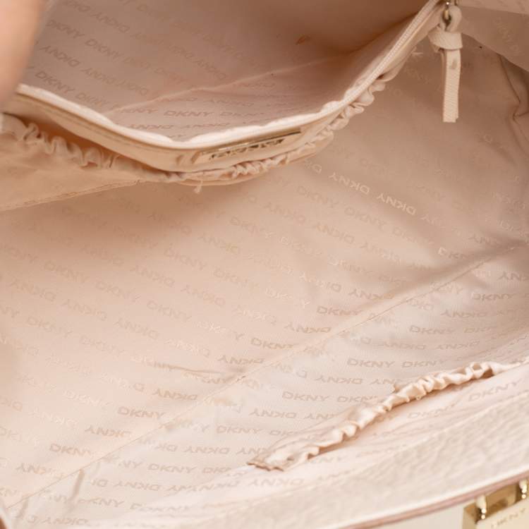 Pre Owned DKNY Off White Leather Shopper Tote