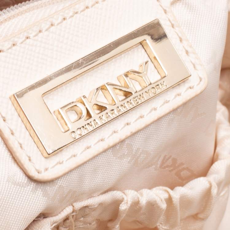 Pre Owned DKNY Off White Leather Shopper Tote