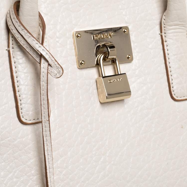 Pre Owned DKNY Off White Leather Shopper Tote