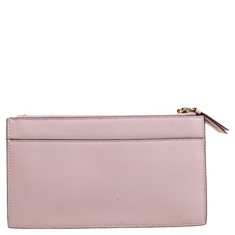 Pre Owned DKNY Powder Pink Leather Triple Zip Bryant Park Crossbody Bag