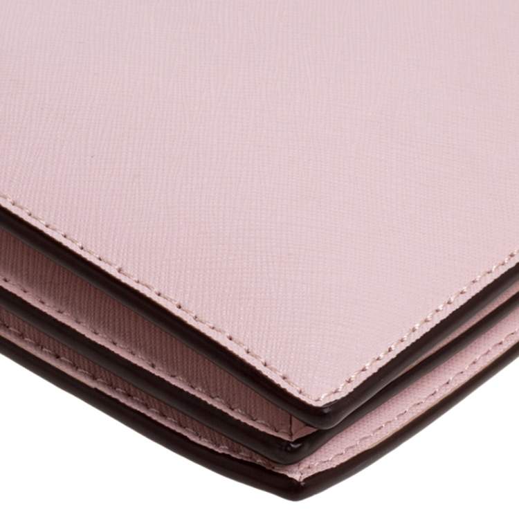 Pre Owned DKNY Powder Pink Leather Triple Zip Bryant Park Crossbody Bag