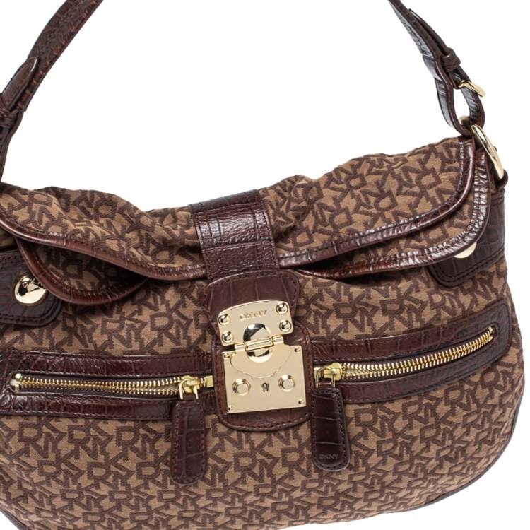 Dkny Brown Signature Canvas and Leather Hobo Dkny | The Luxury Closet