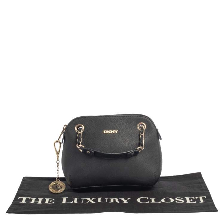 Pre Owned Dkny Black Leather Camille Dome Shoulder Bag