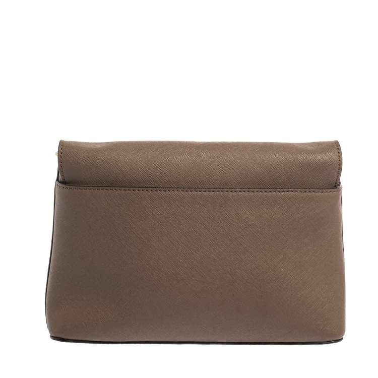 Pre Owned DKNY Brown Leather Bryant Park Envelope Crossbody Bag