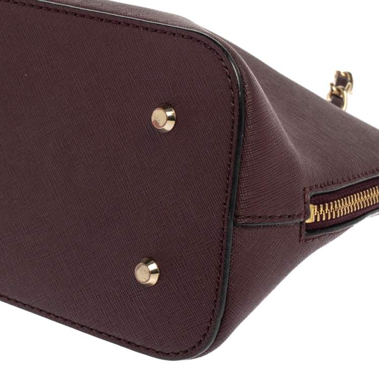 مملوكة مسبقًا Dkny Burgundy Leather Dome Chain Shoulder Bag