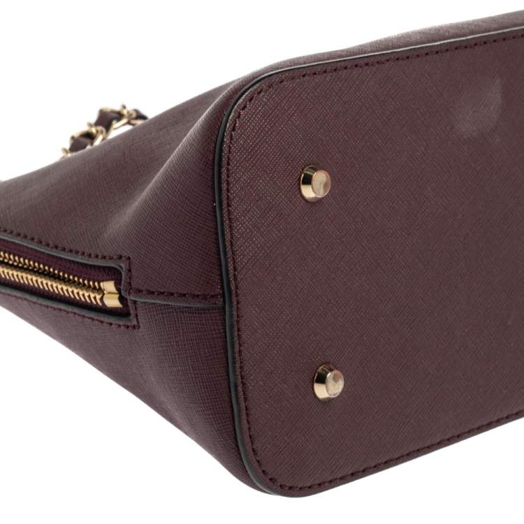 مملوكة مسبقًا Dkny Burgundy Leather Dome Chain Shoulder Bag