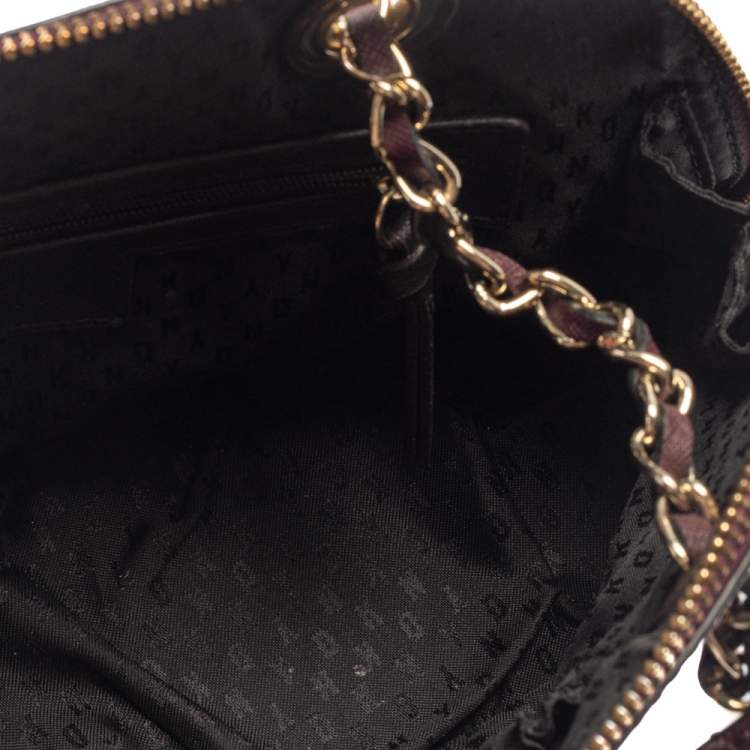 مملوكة مسبقًا Dkny Burgundy Leather Dome Chain Shoulder Bag