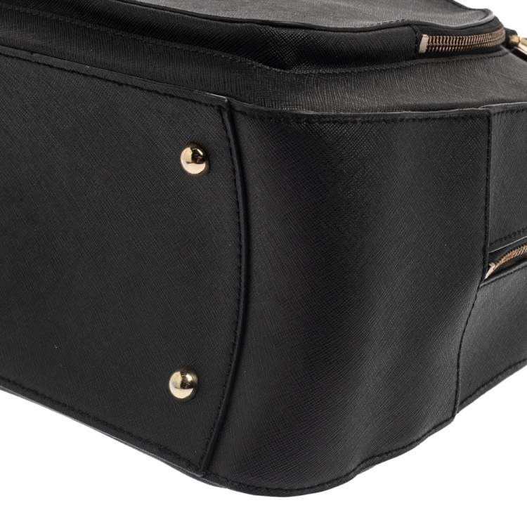 Pre Owned DKNY Black Leather Front Pocket Dome Satchel