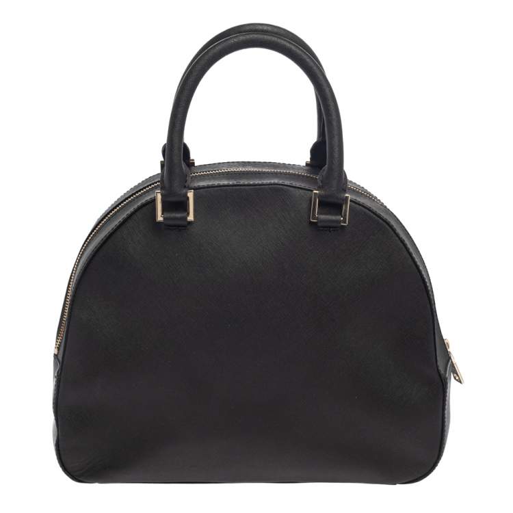 Pre Owned DKNY Black Leather Front Pocket Dome Satchel